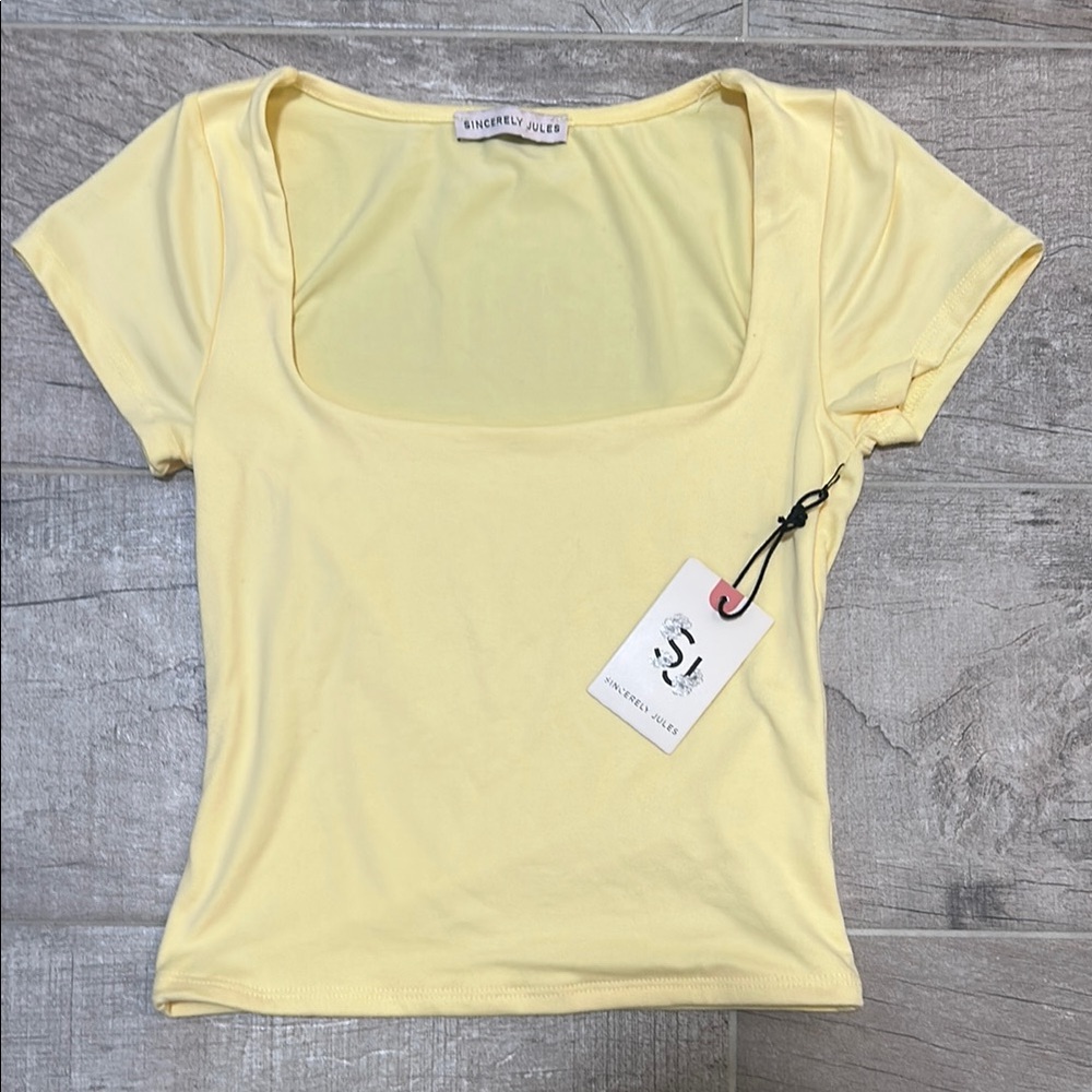 Sincerely Jules Yellow Fitted Crop Top
